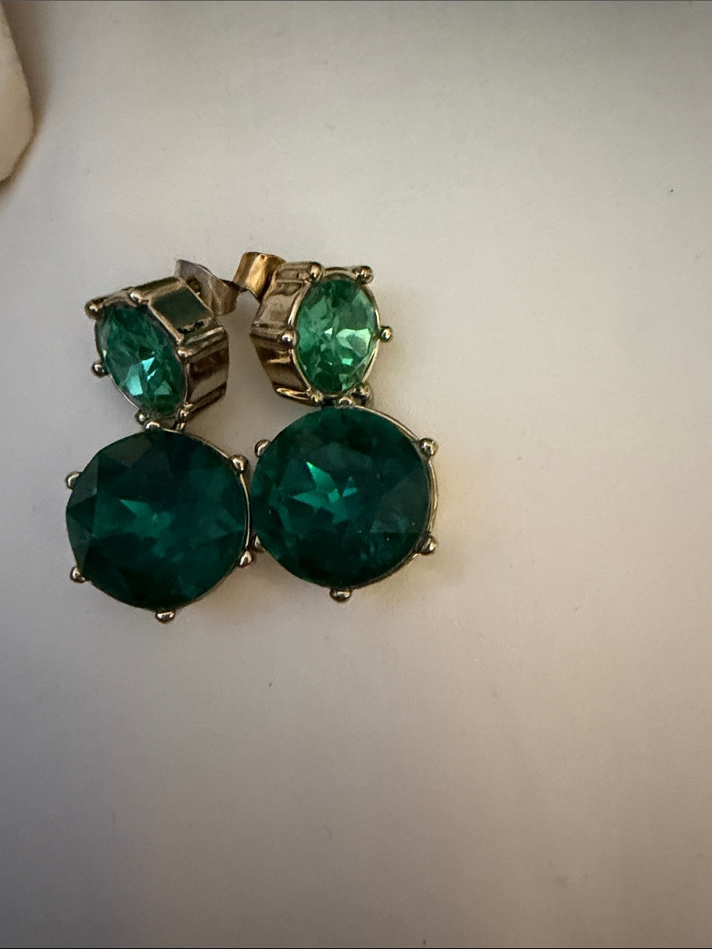 J. Crew Green Double-Stud Crystal Earrings - Women Jewelry